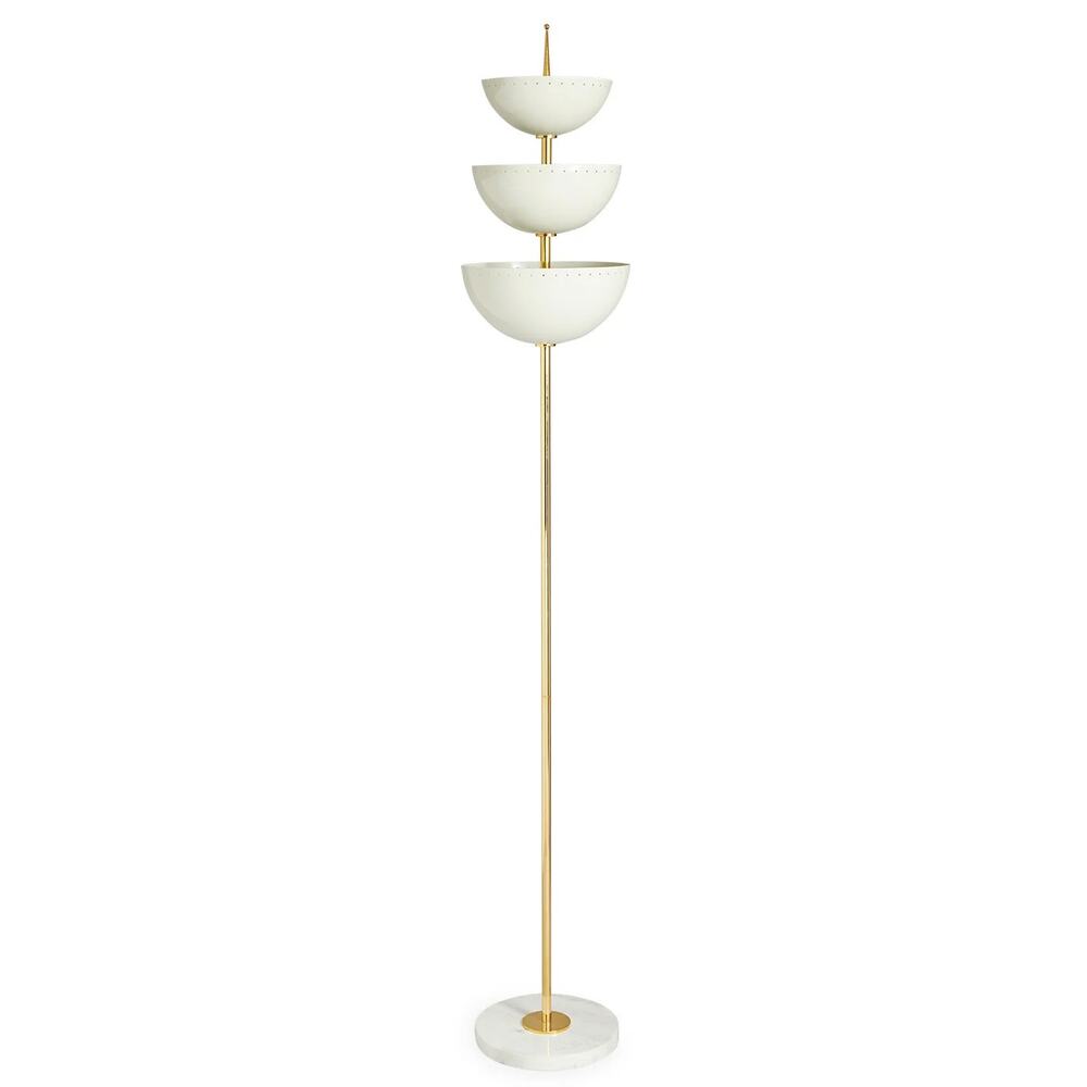 Jonathan Adler Floor Lamp 3 Light Fixture Lisbon Torchiere Marble Base & Brass